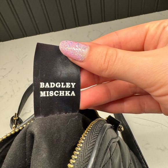 Badgley Mischka Black Purse with Faux-Gold Chain - Picture 2 of 5